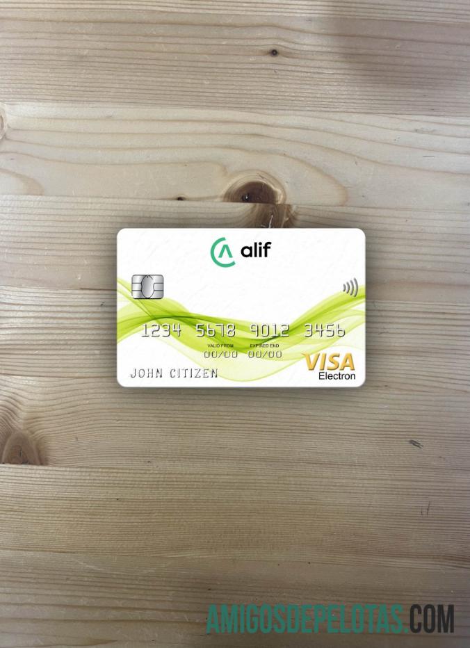 Tajiquistão Alif Bank Visa Electron Cartão Photolook Front amostra